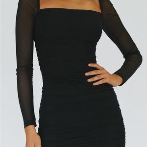 long sleeve black mini dress